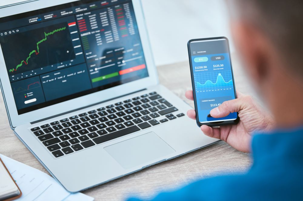 Man reviewing his investments data 